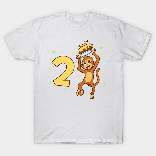 I am 2 with ape - kids birthday 2 years old T-Shirt by Modern Medieval Design